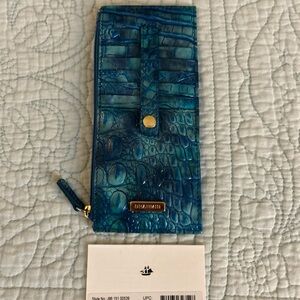 Brahmin Aquarius blue Melbourne genuine leather credit card wallet